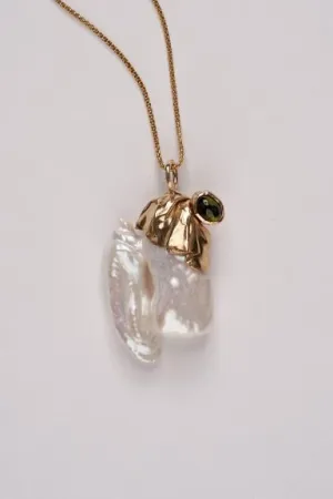 Keshi Pearl & Tourmaline Necklace