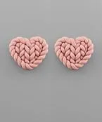 Knitted Pink Heart Stud