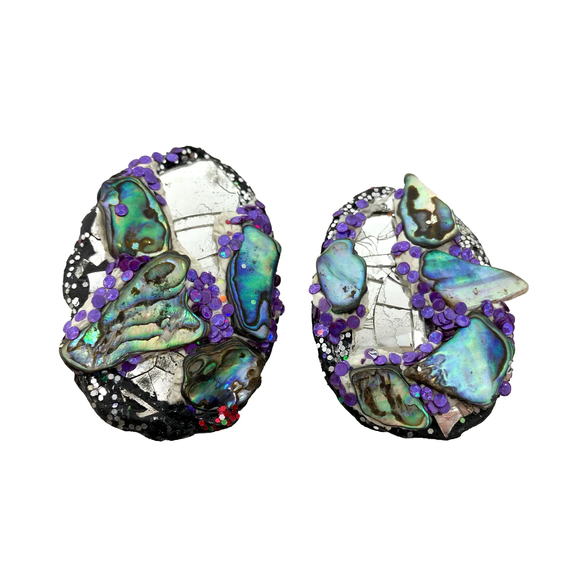 LARGE PURPLE PAUA COSMIC EGG EARRINGS, 2023