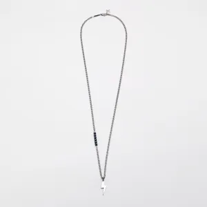 Lightning Necklace Silver & Black Pearl (760mm)