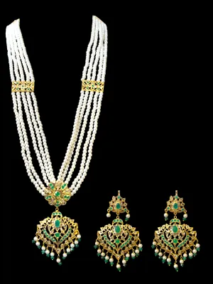 LN145 Kajal long emerald necklace set -( READY TO SHIP)