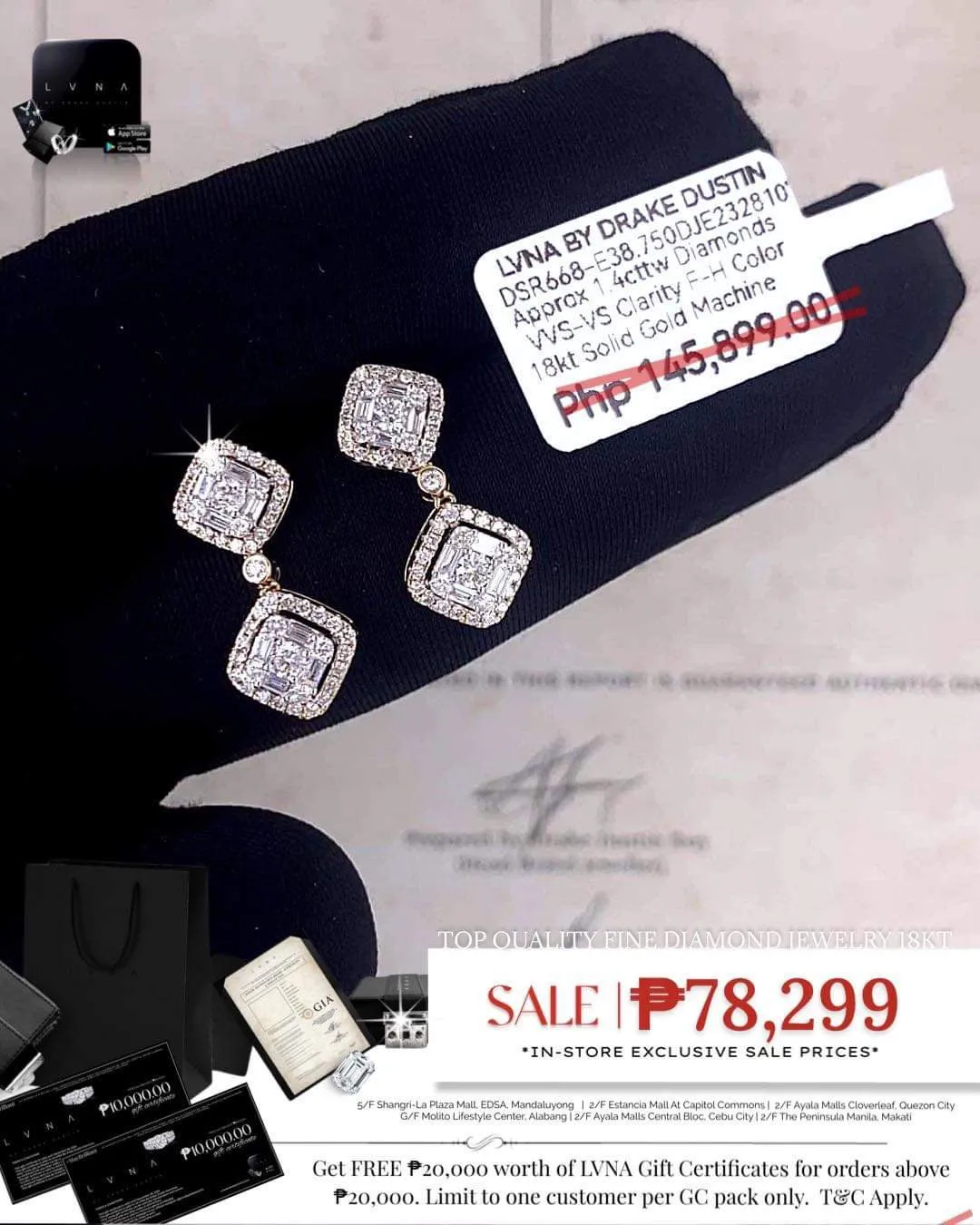 #LVNA2024 | Double Cushion Dangling Diamond Earrings 18kt