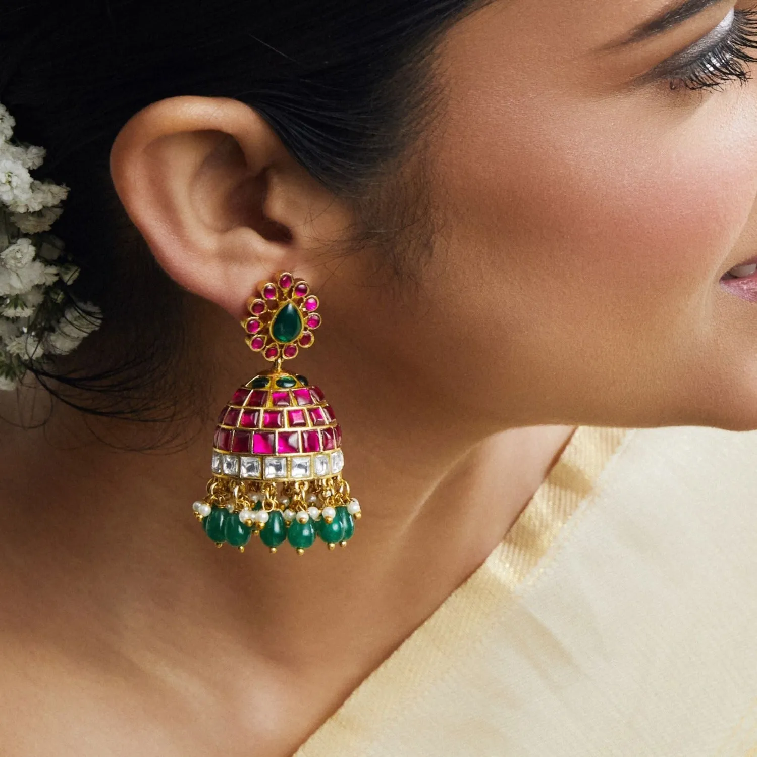 Mansi Kempu Jadau Jhumka Earrings