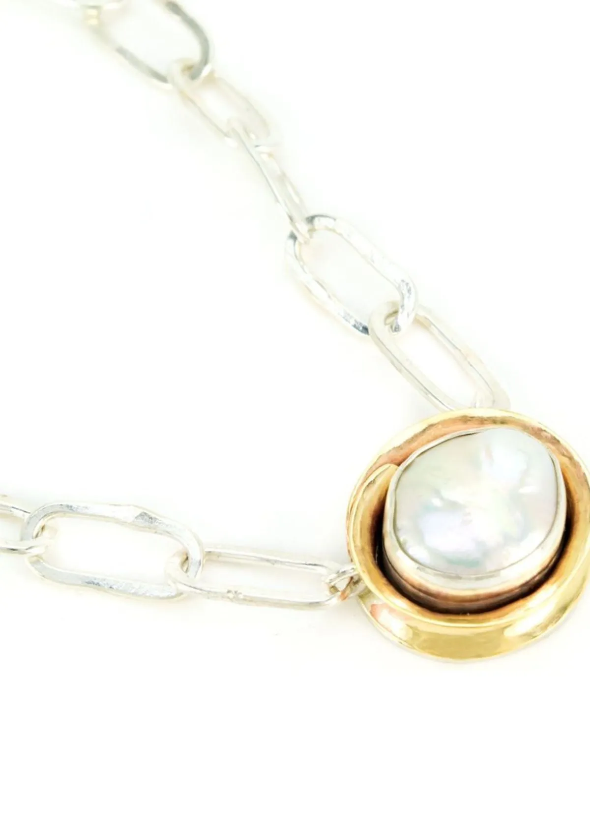 MARGARET ELLIS Pearl Atmark Pendant - Sterling Silver and Bronze