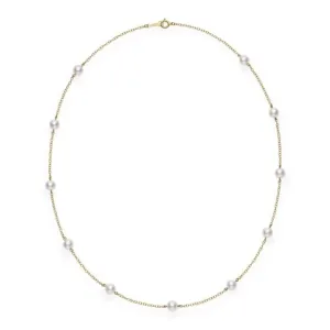 Mikimoto 18K Yellow Gold 5.5mm Cultured Akoya Pearl Station Necklace, 18in