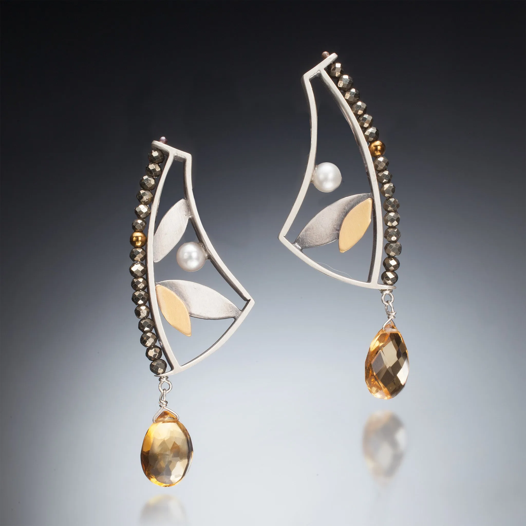 Mixed Metal Earrings with Drop