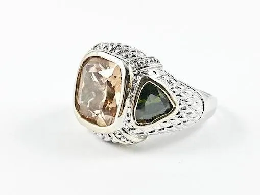 Modern Unique Multi Color 2 Tone Designer Brass Ring