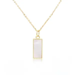 Mother of Pearl Rectangle Tag Gold Necklace