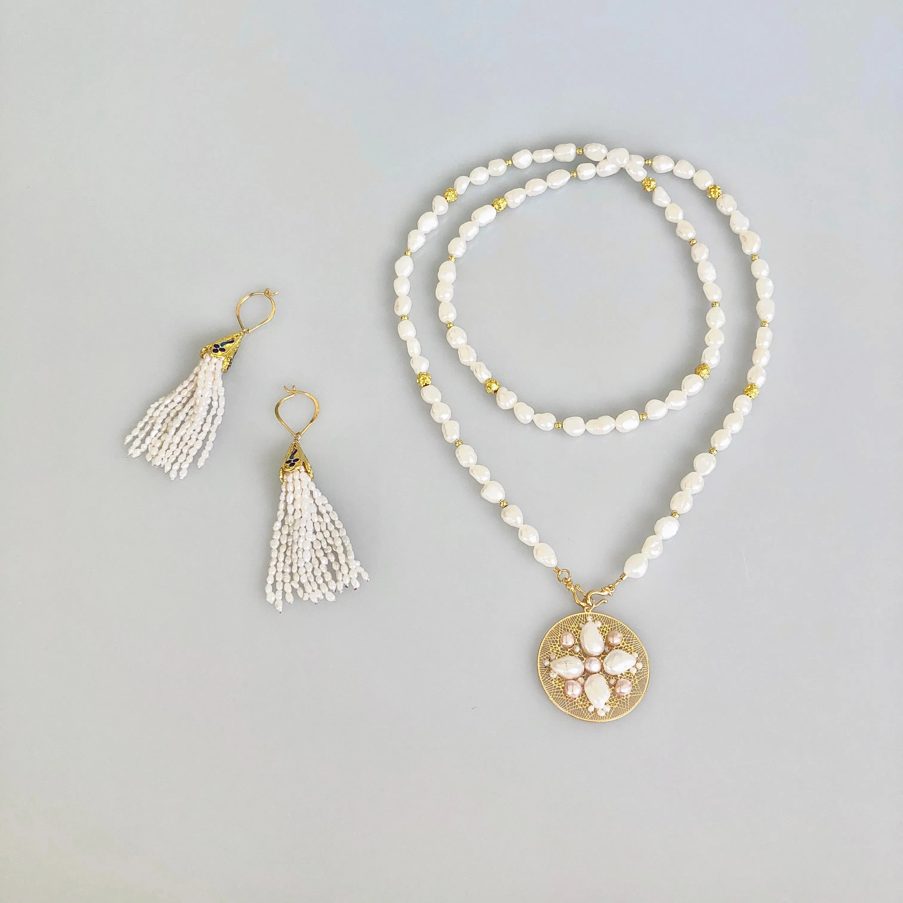 Multi-style Baroque Pearl Lariat Necklace Set