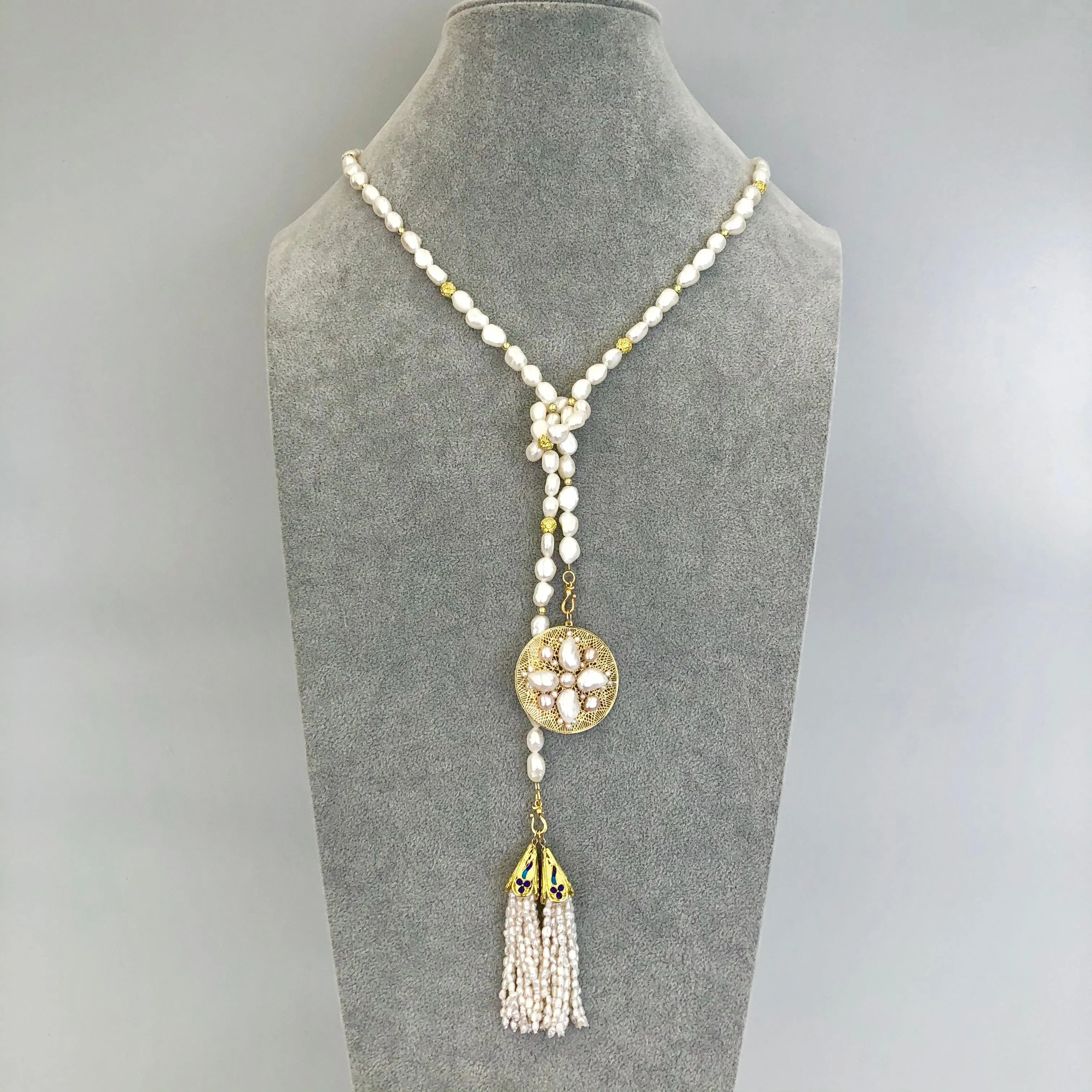 Multi-style Baroque Pearl Lariat Necklace Set