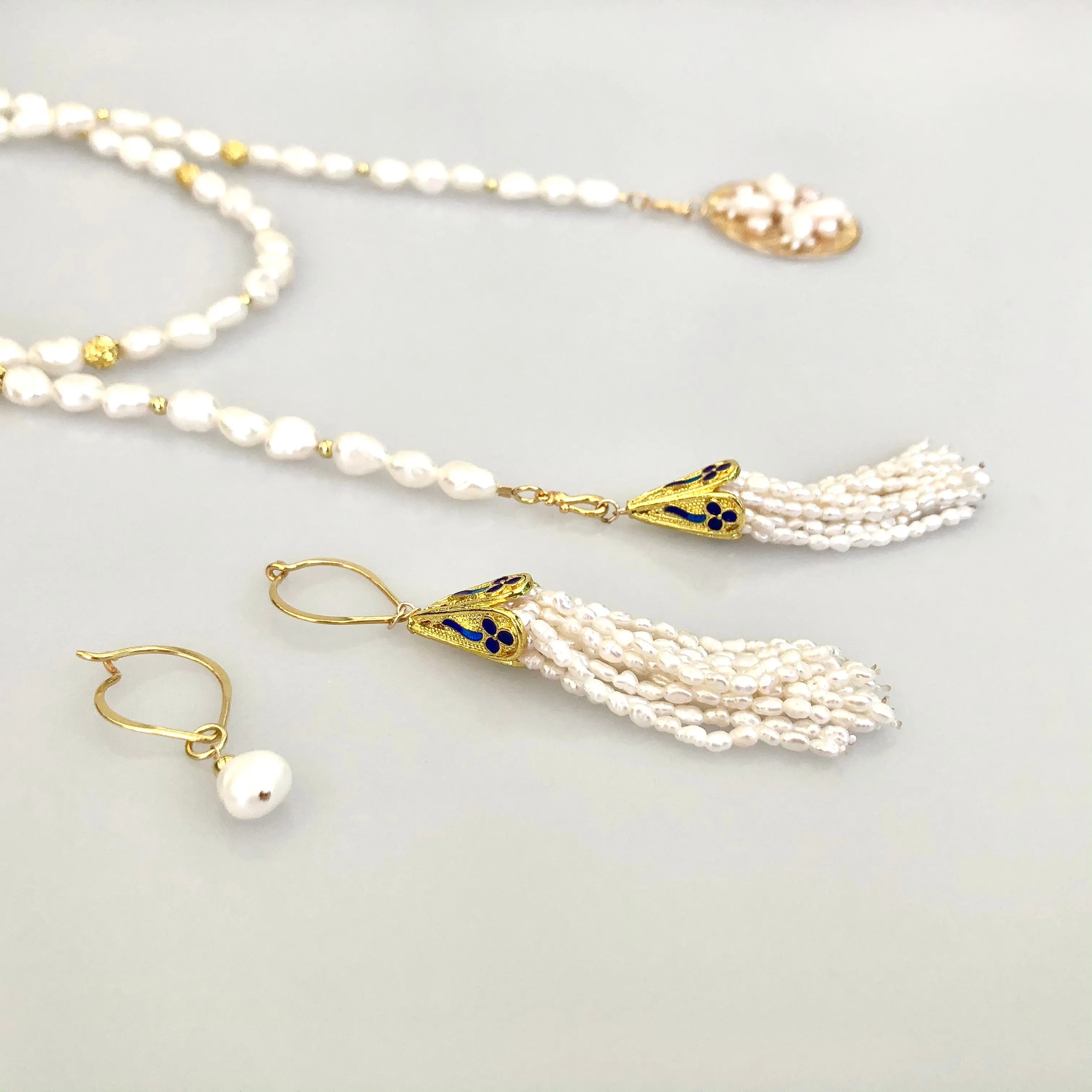 Multi-style Baroque Pearl Lariat Necklace Set