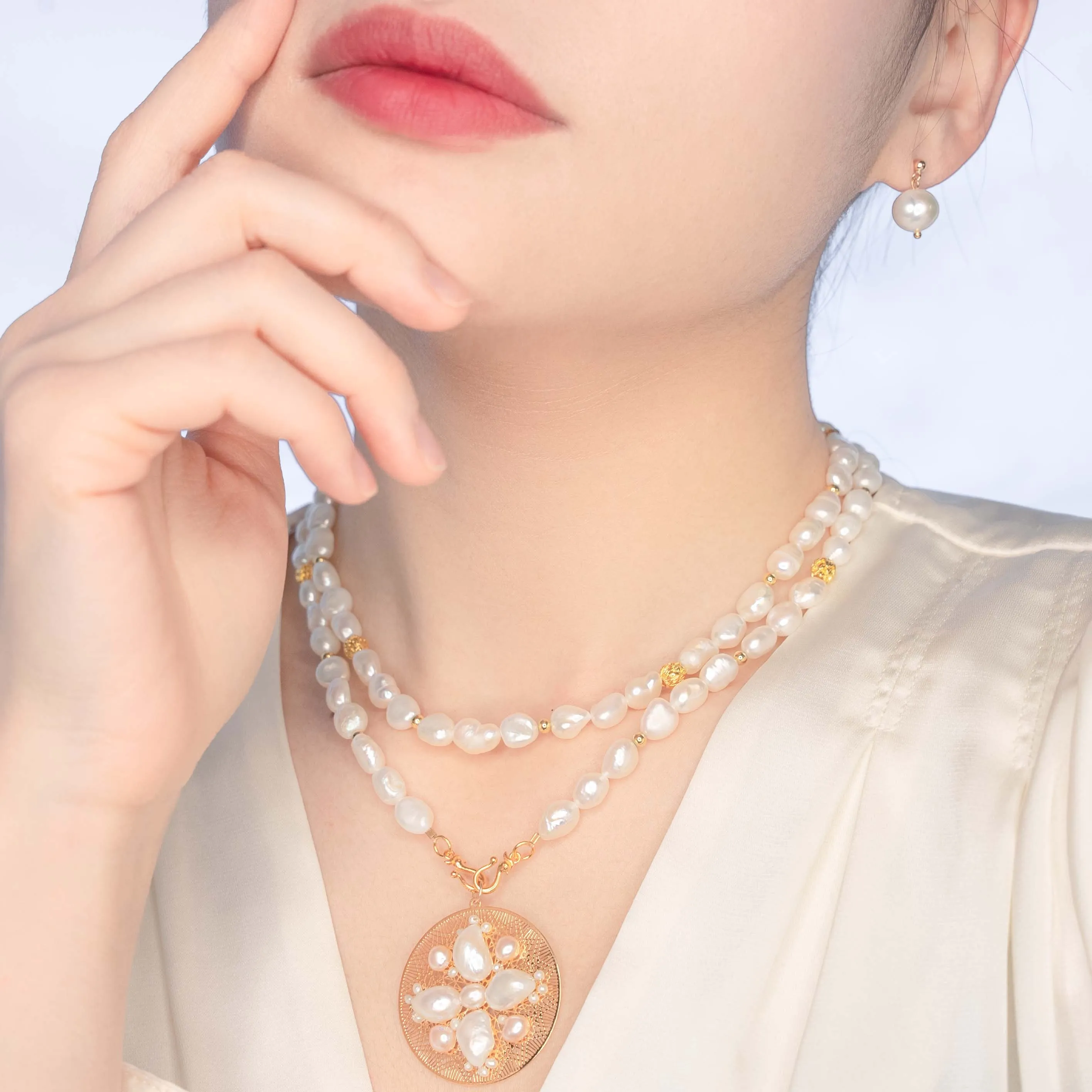 Multi-style Baroque Pearl Lariat Necklace Set