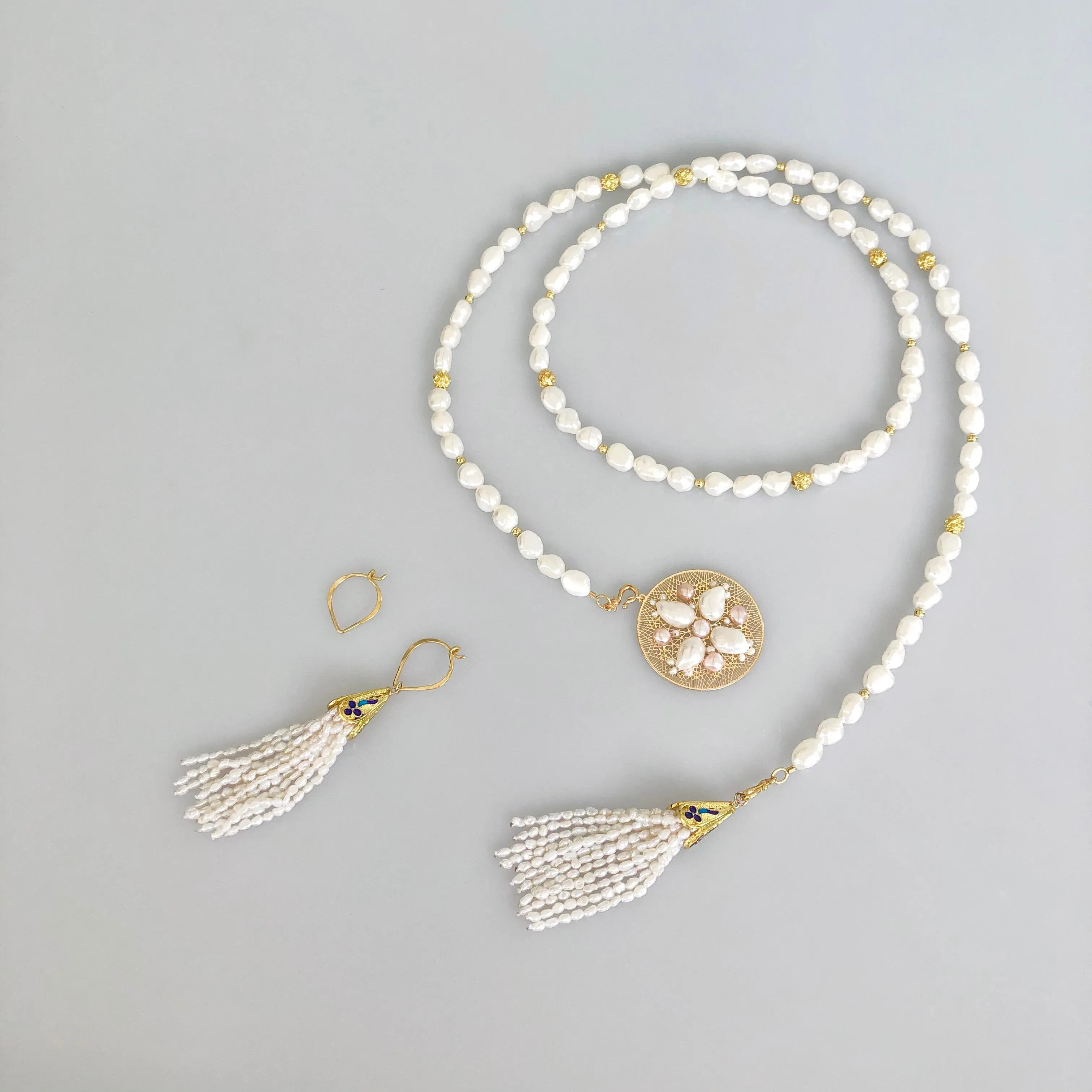 Multi-style Baroque Pearl Lariat Necklace Set