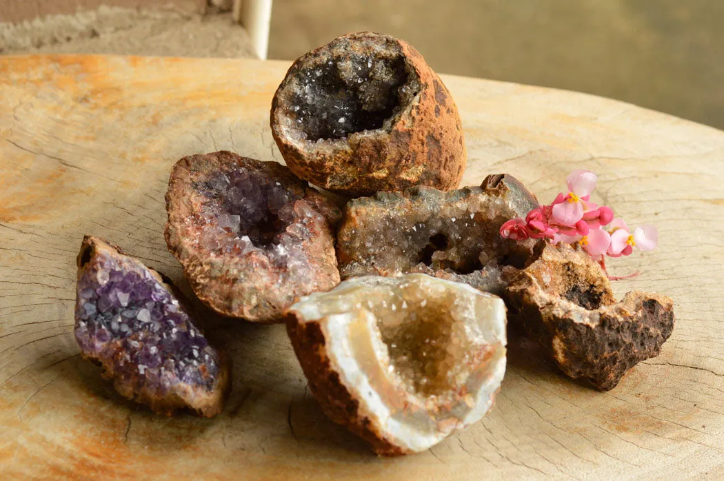 Natural Amethyst & Basalt Geode Specimens x 6 From Zululand, South Africa