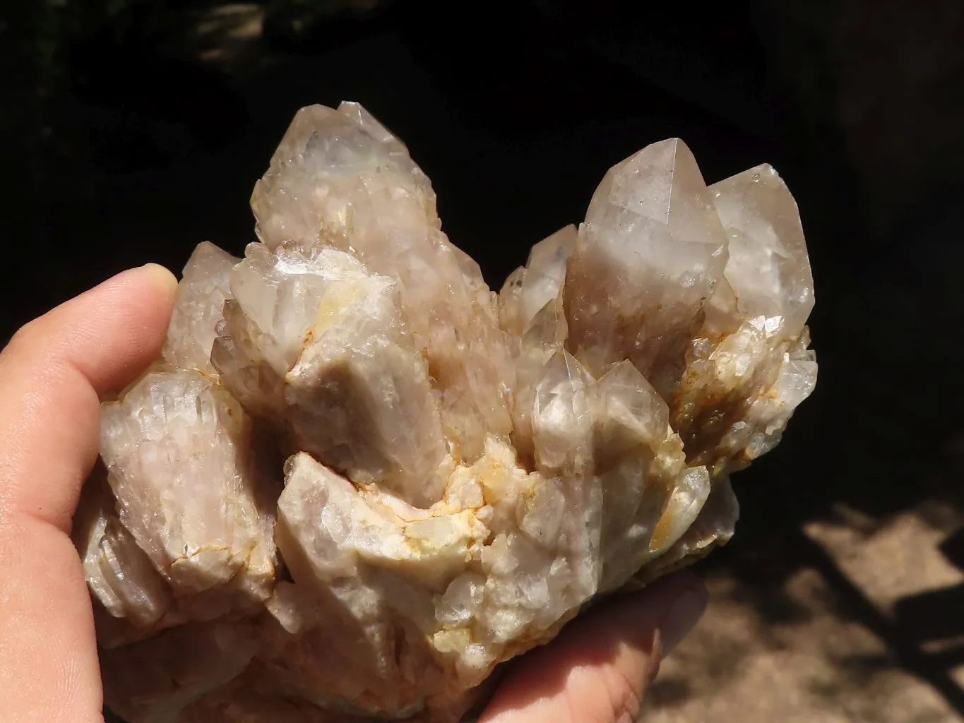 Natural Cascading Smokey White Phantom Quartz Clusters x 2 From Luena, Congo