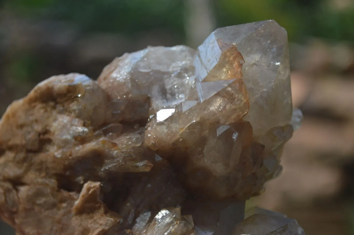 Natural Cascading White Phantom Smokey Quartz Clusters x 3 From Luena, Congo