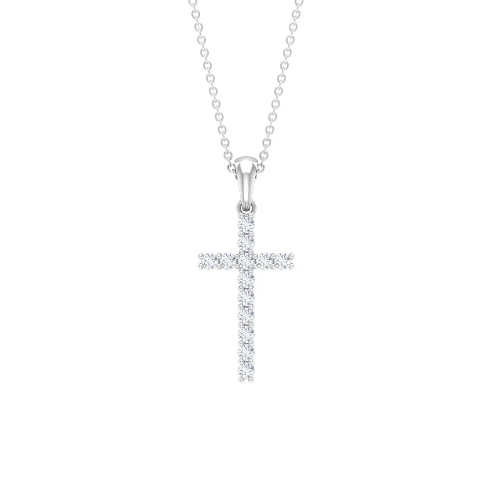 Natural Diamond Cross Pendant Necklace