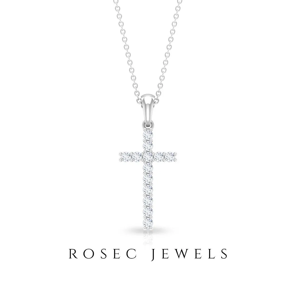 Natural Diamond Cross Pendant Necklace