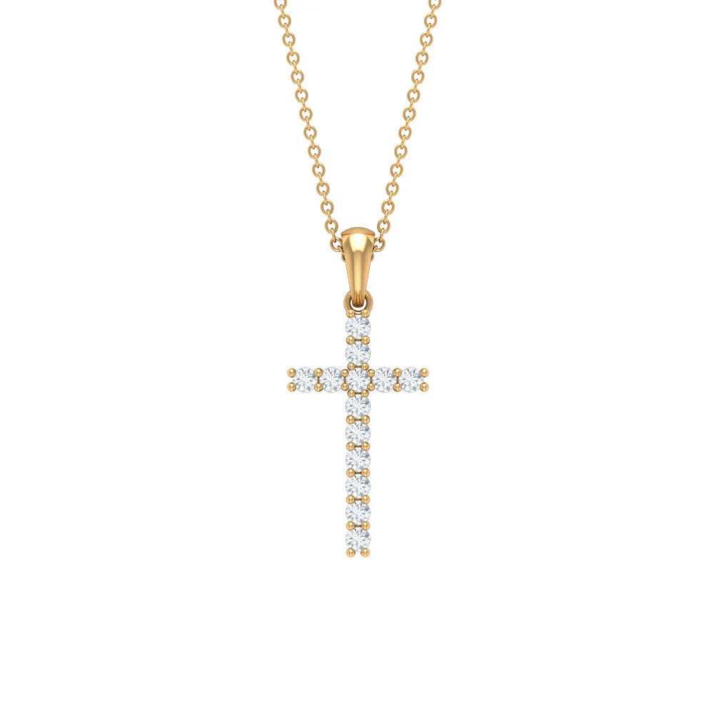 Natural Diamond Cross Pendant Necklace