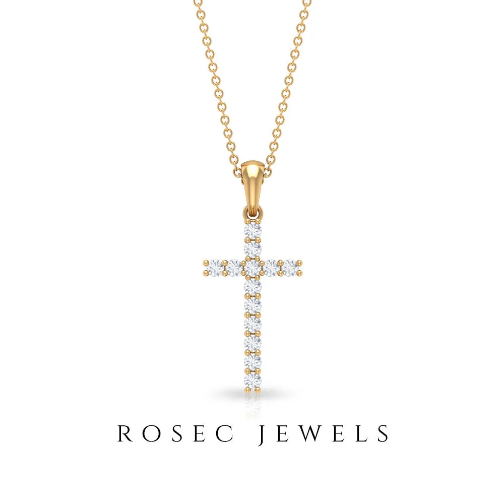 Natural Diamond Cross Pendant Necklace