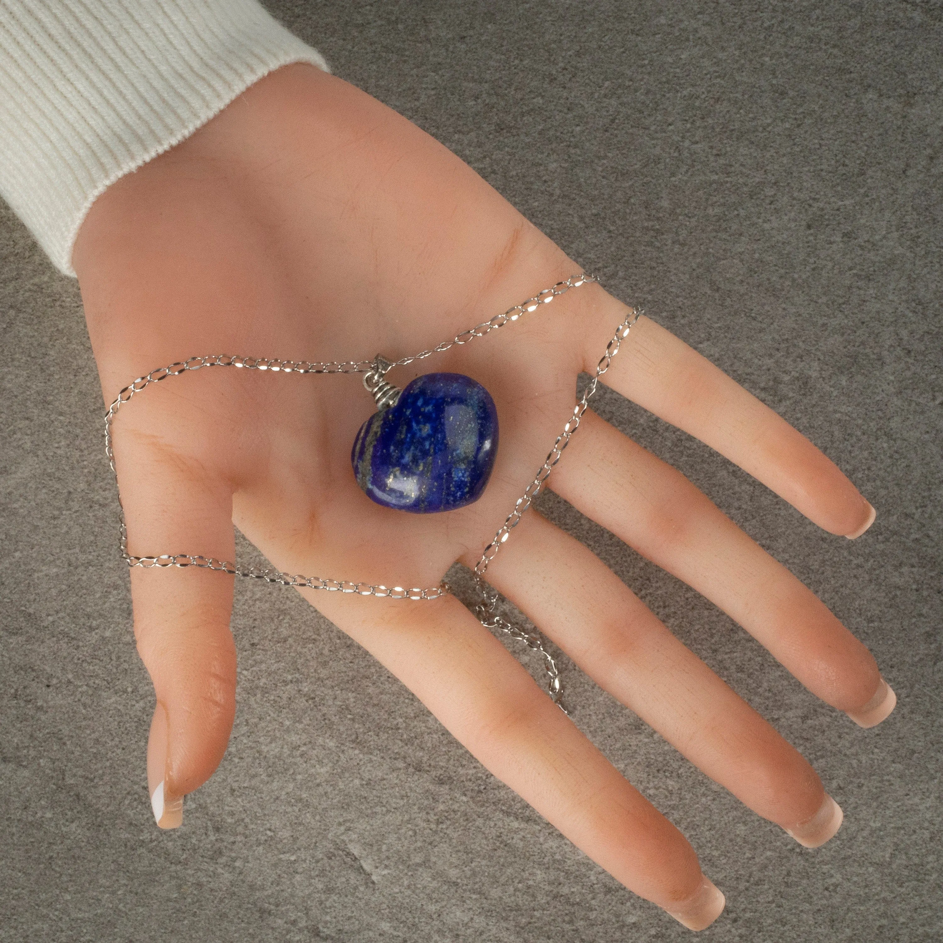 Natural Lapis Heart Pendant on Chain