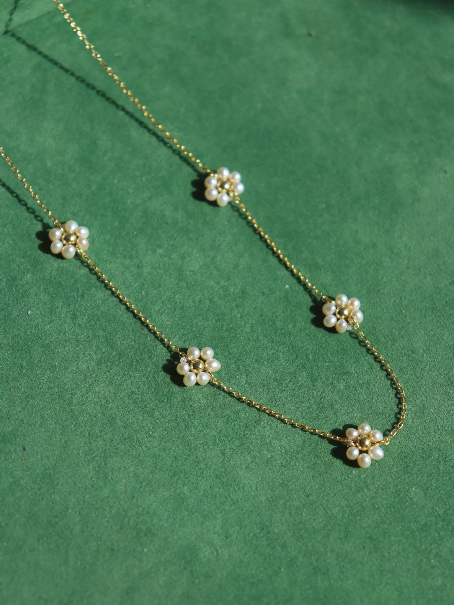 Natural Pearl Woven Floral Chain Necklace