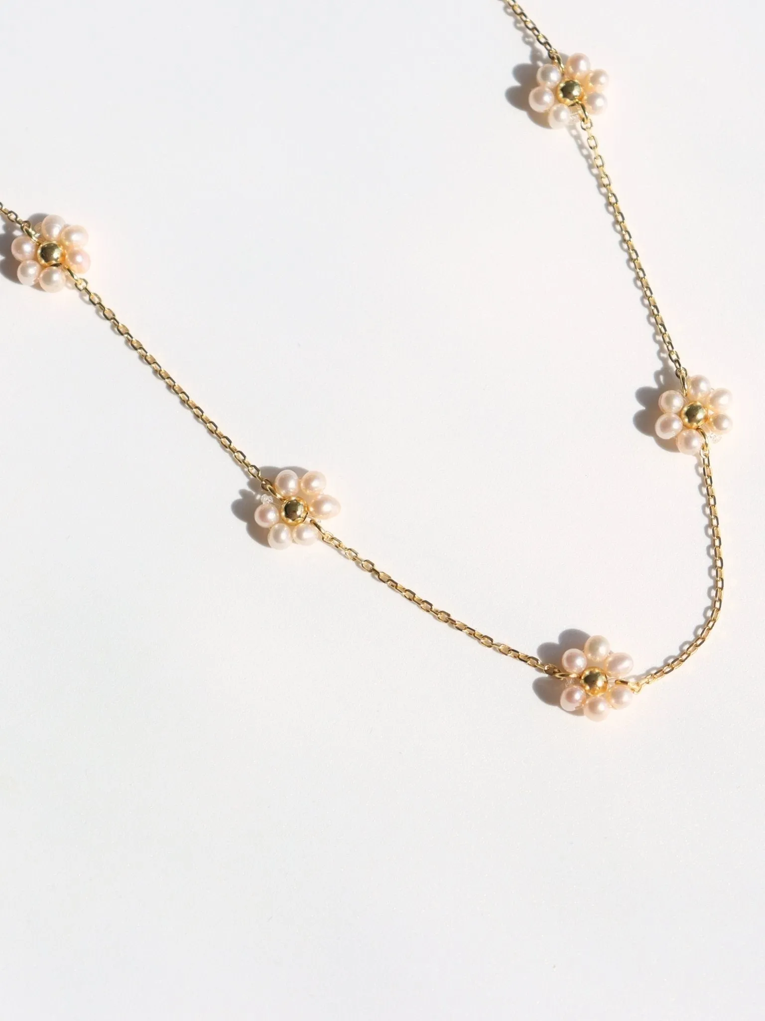 Natural Pearl Woven Floral Chain Necklace