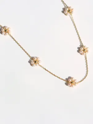 Natural Pearl Woven Floral Chain Necklace