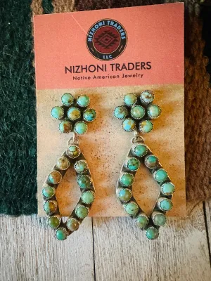 Navajo Sterling Silver & Royston Turquoise Dangle Earrings