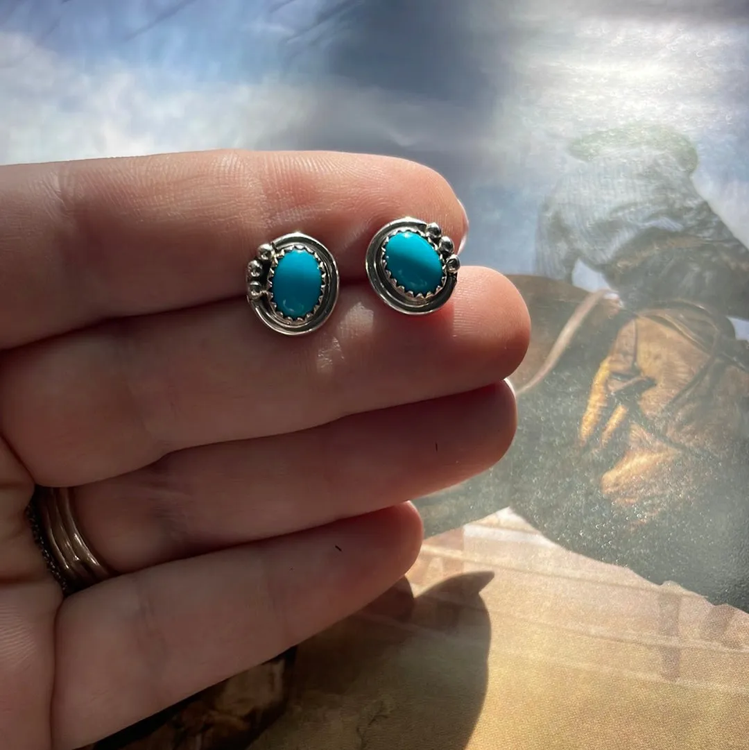 Navajo Sterling Silver & Turquoise Stud Earrings