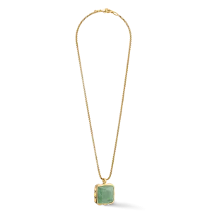 Necklace Amulet Spikes Square Aventurine gold-green