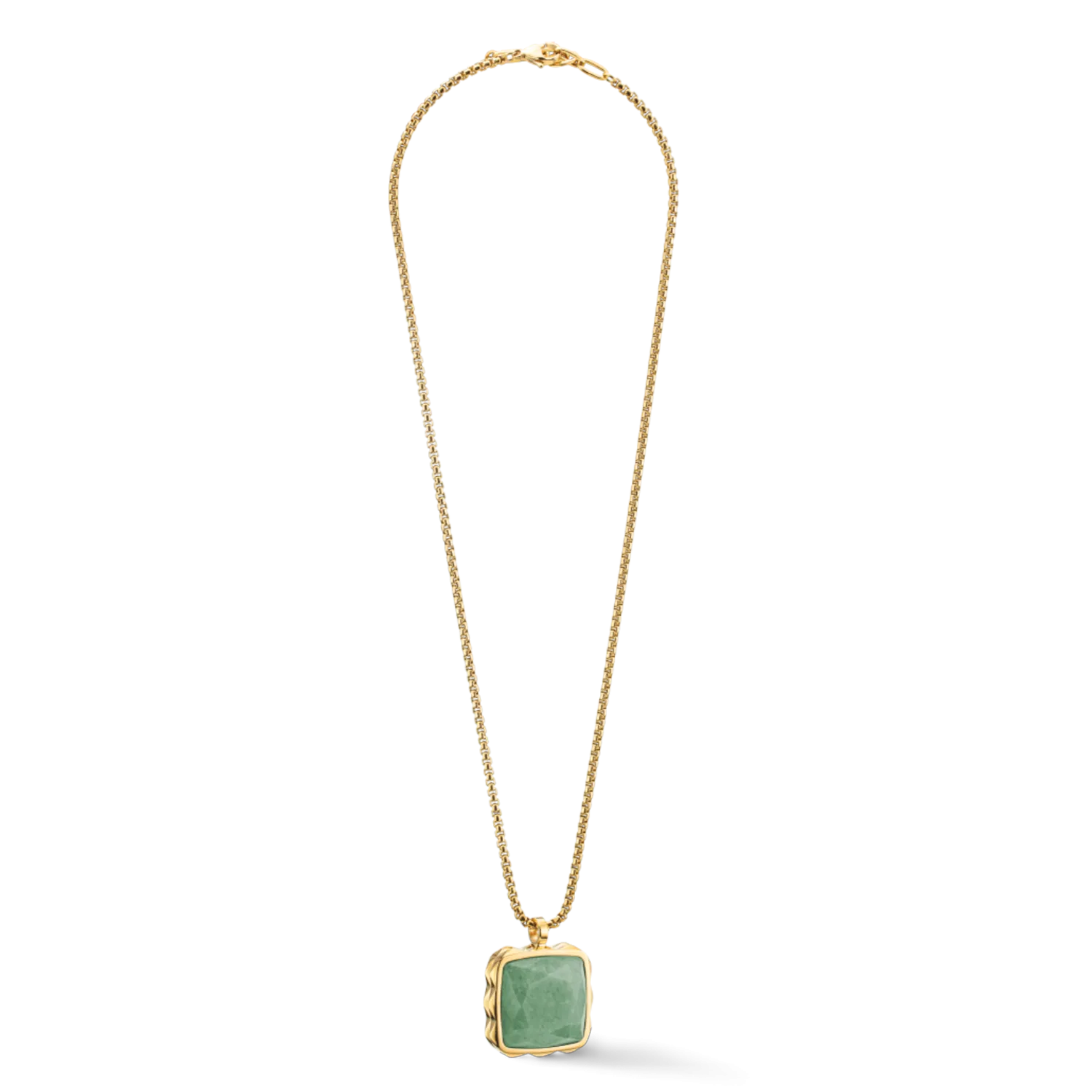 Necklace Amulet Spikes Square Aventurine gold-green