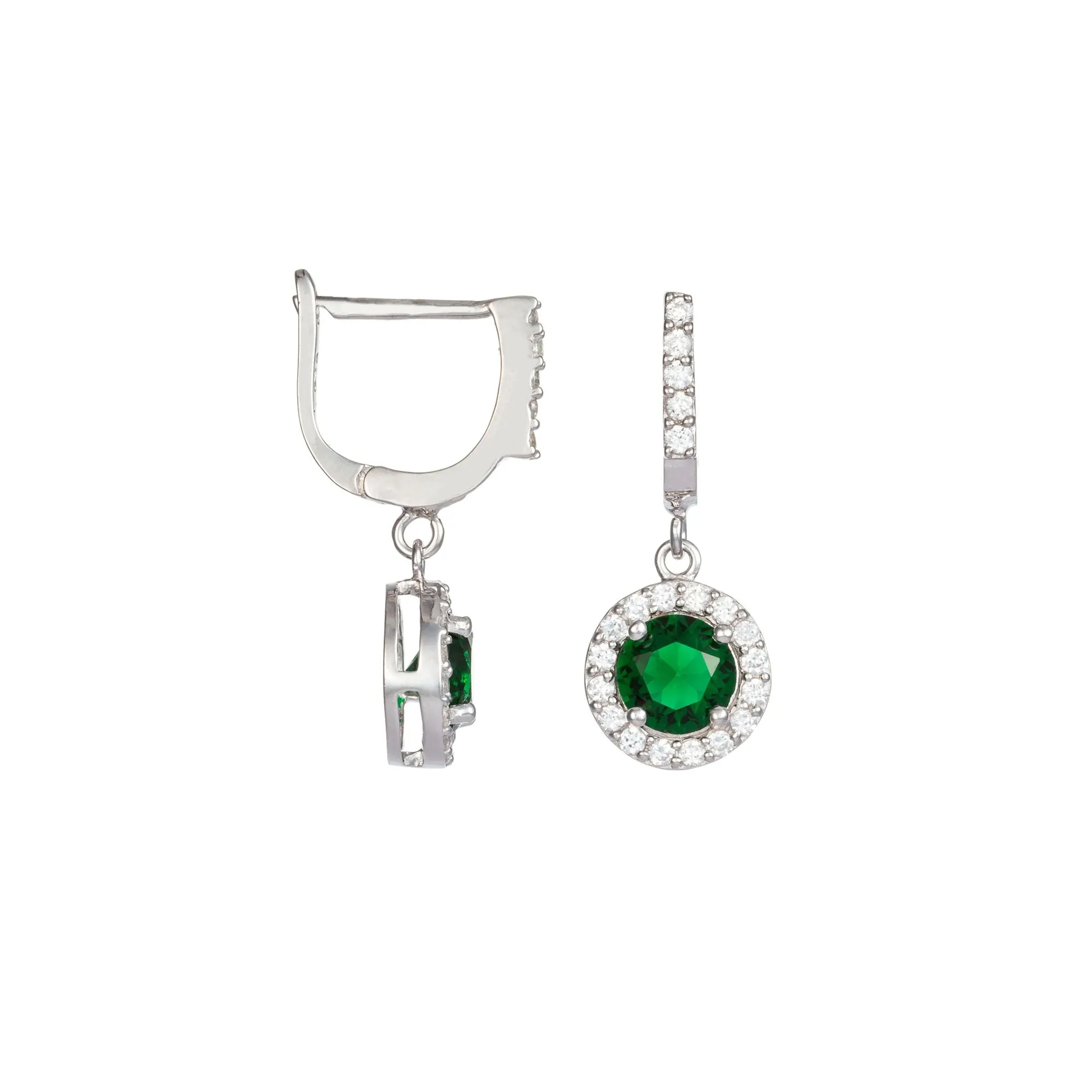 Noelle Round Emerald Drop Earrings