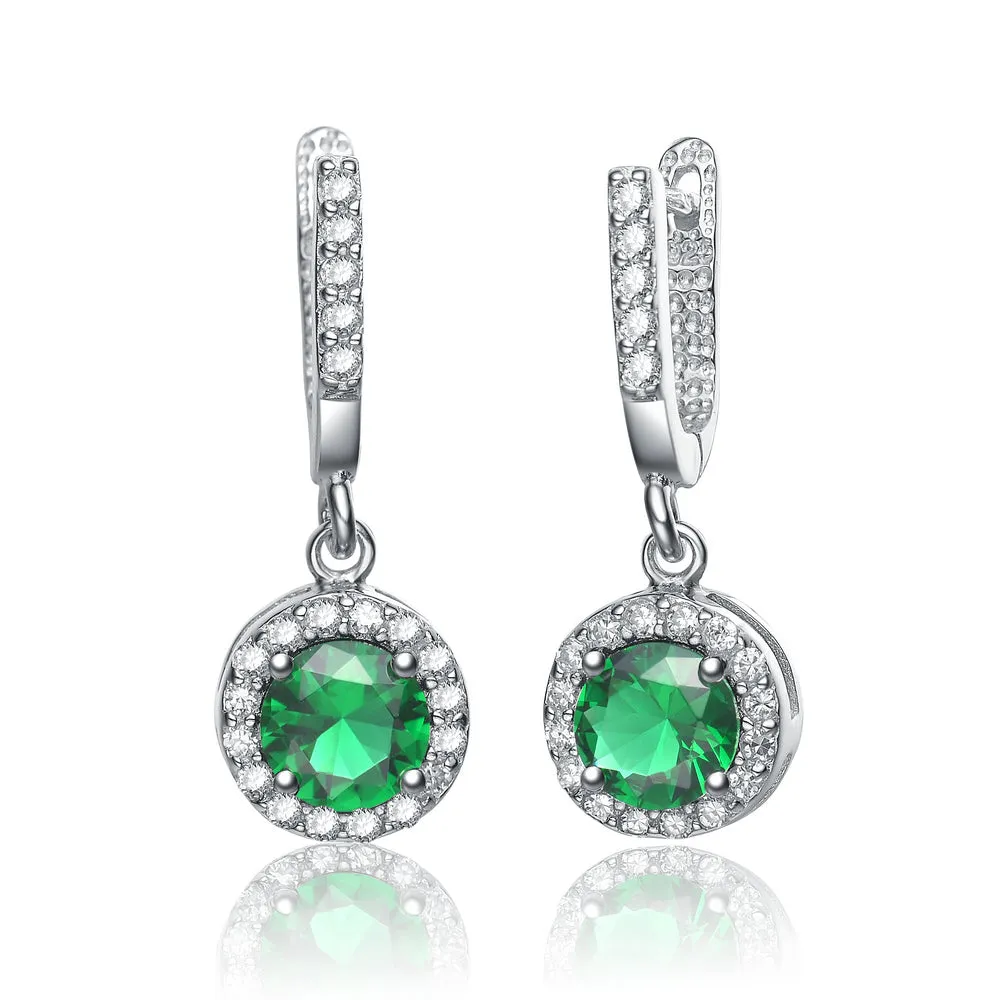 Noelle Round Emerald Drop Earrings