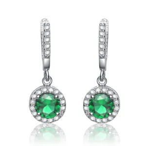 Noelle Round Emerald Drop Earrings