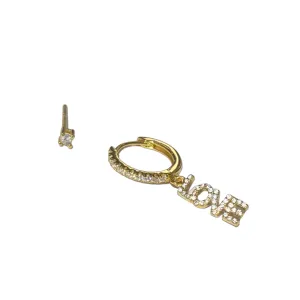 Noellery Gold Love Huggie Clear Stud Set