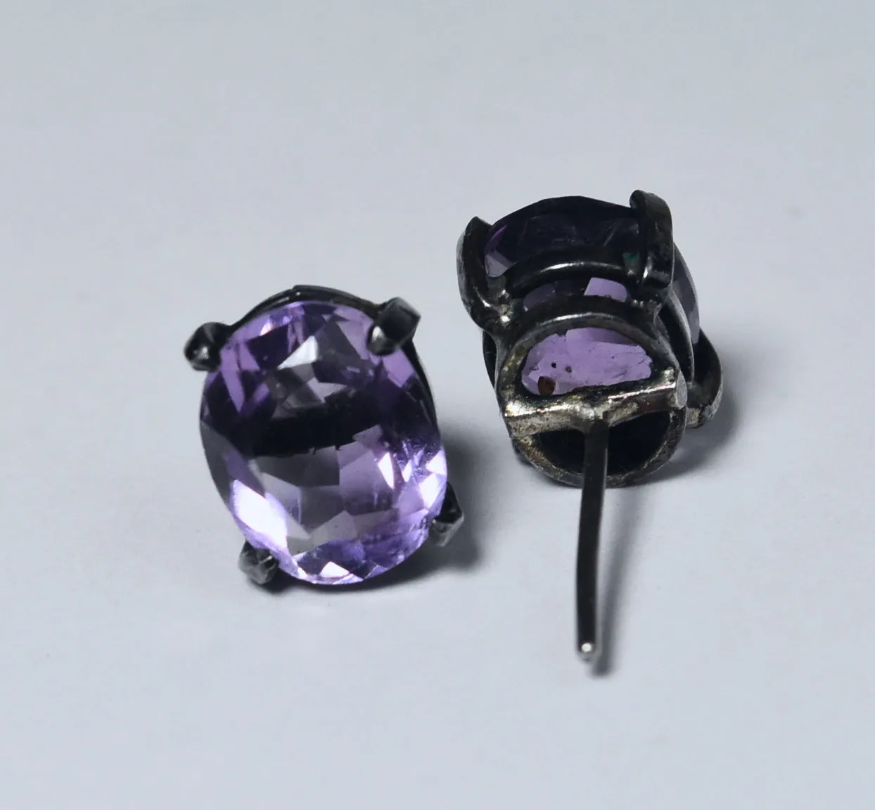 Oval Cut Amethyst Stud Earrings