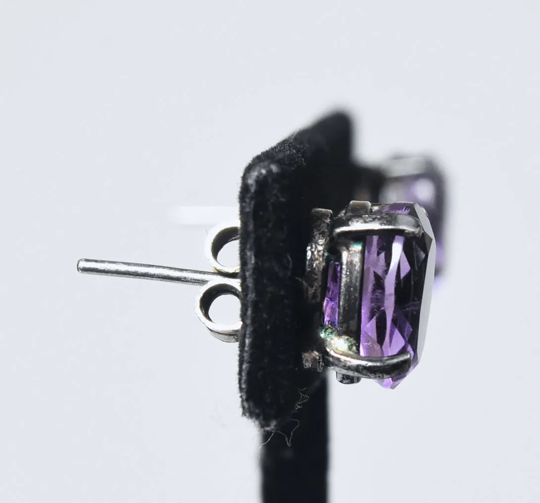 Oval Cut Amethyst Stud Earrings