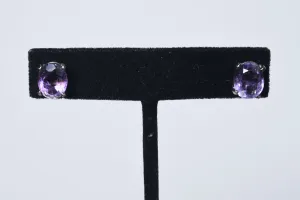 Oval Cut Amethyst Stud Earrings