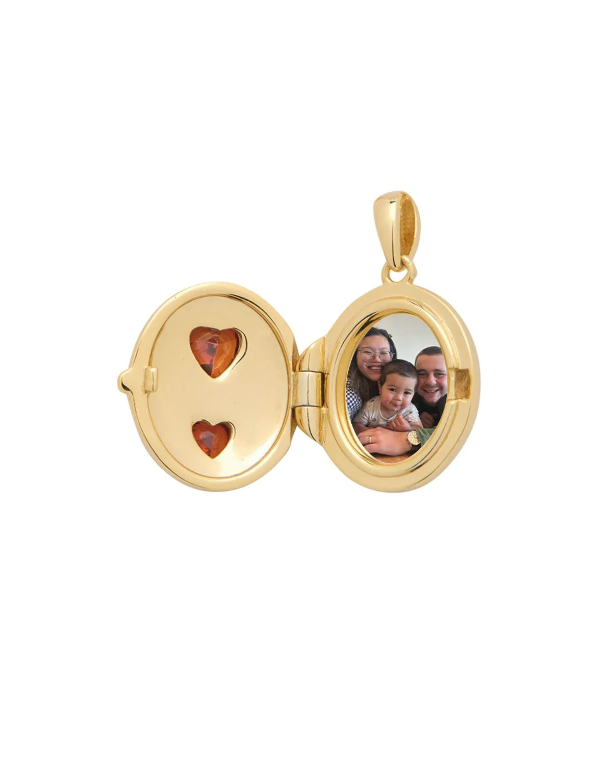 Oval Double-Hearts Engravable Locket Necklace