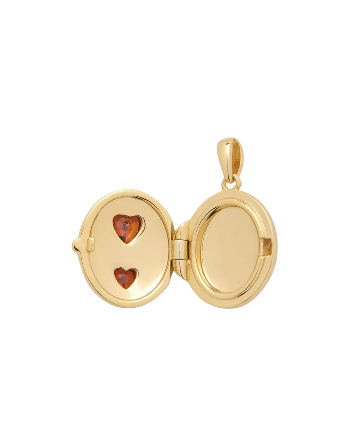 Oval Double-Hearts Engravable Locket Necklace