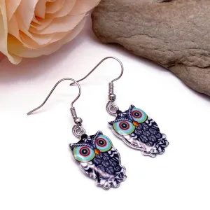 Owl Enamel Charm Earrings