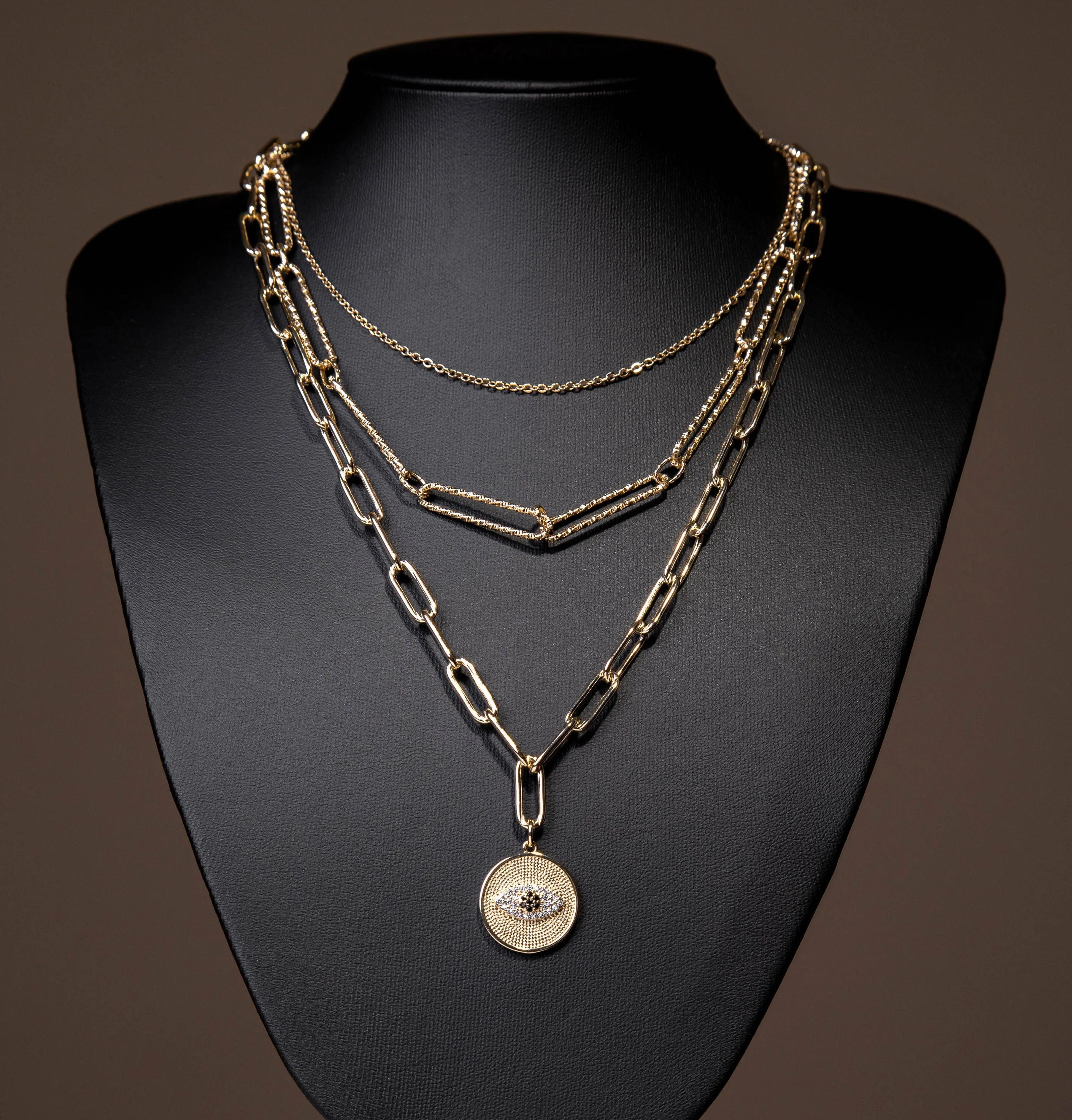 Paved Protective Eye Necklace