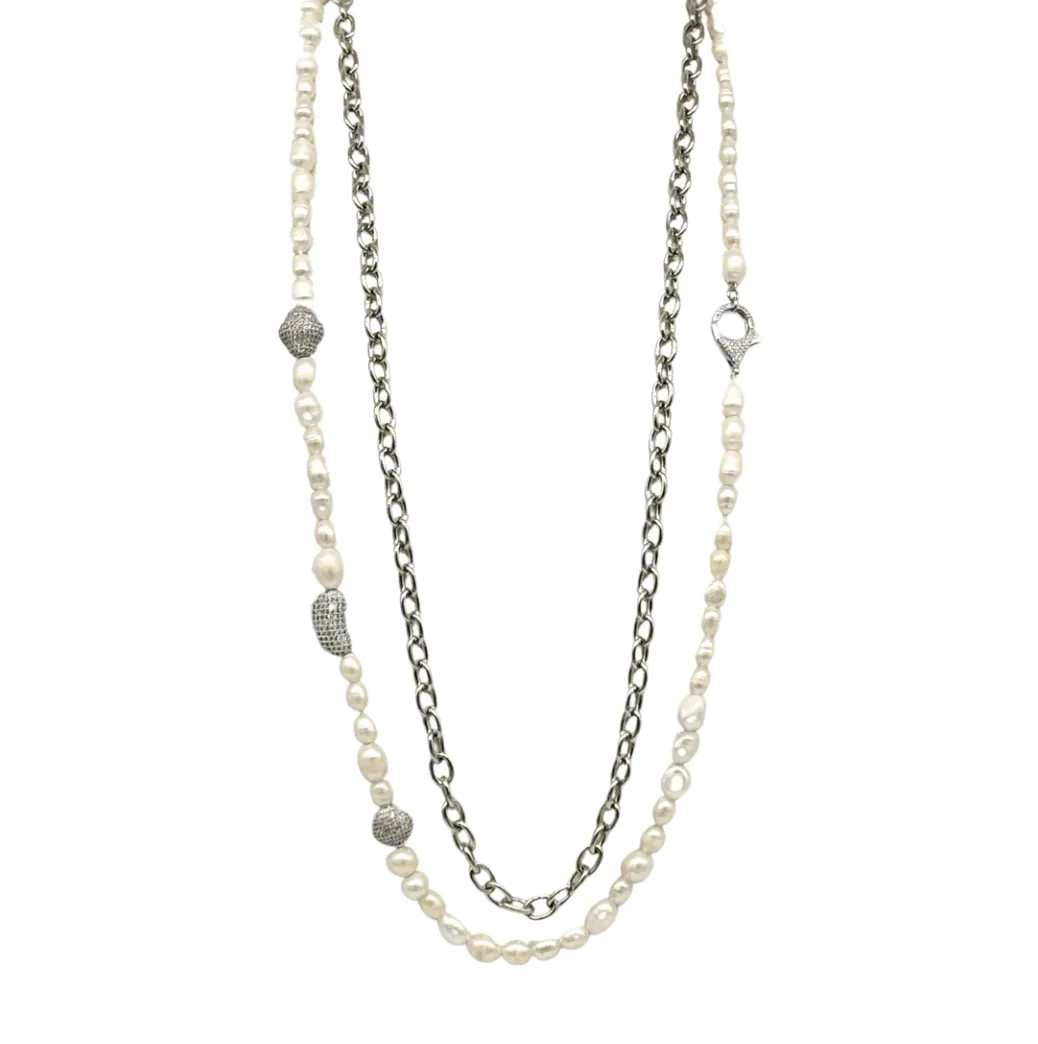 Pearl and Rhinestone Elegance Necklace