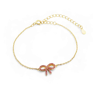 Pink Pave Bow Bracelet