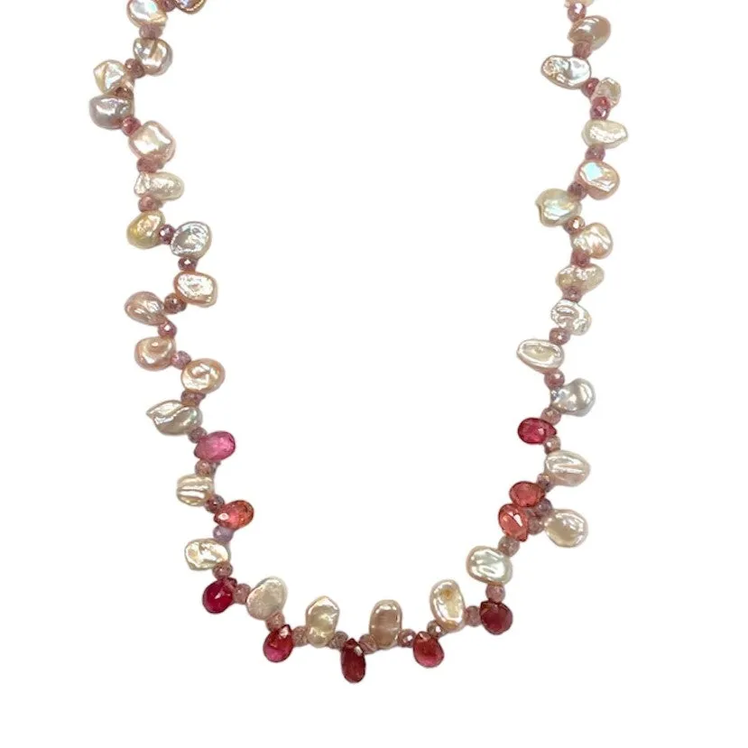 Pink Tourmaline & Pearl Necklace