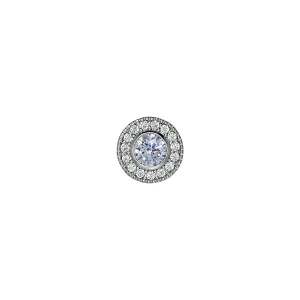 Platinum Finish Micropave Birthstone Charm