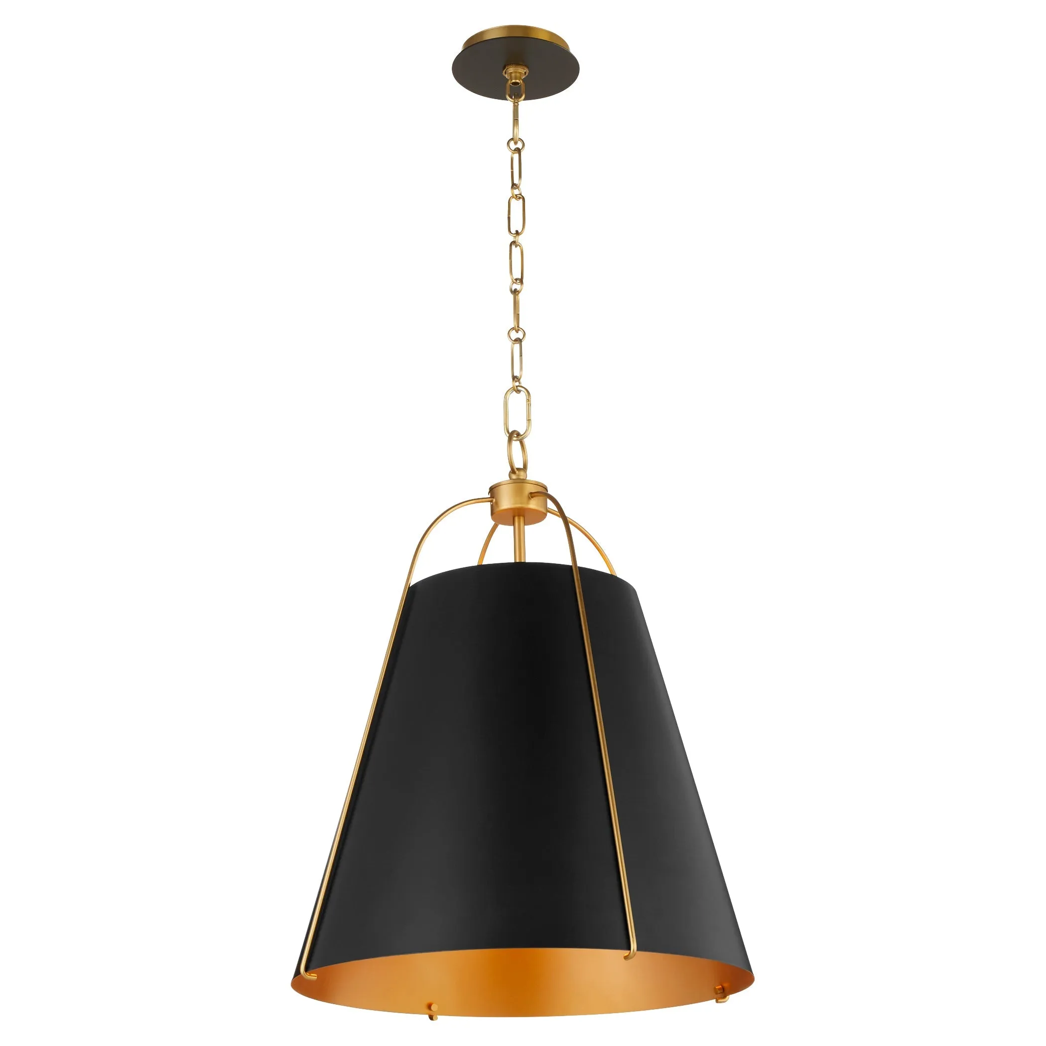 Quorum Ellen 861-3-5980 Pendant - Matte Black / Aged Brass 18" Transitional