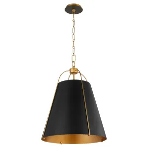 Quorum Ellen 861-3-5980 Pendant - Matte Black / Aged Brass 18" Transitional