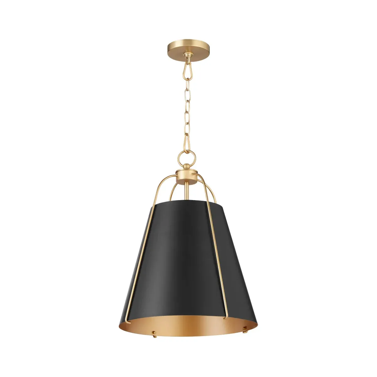 Quorum Ellen 861-3-5980 Pendant - Matte Black / Aged Brass 18" Transitional